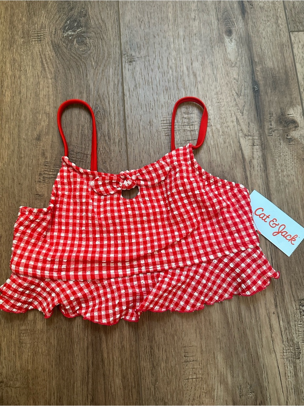 NWT! Cat & Jack‎ Girl’s Swim Top, Bikini, Gingham, Plaid, Cottage, Girly, M (8)